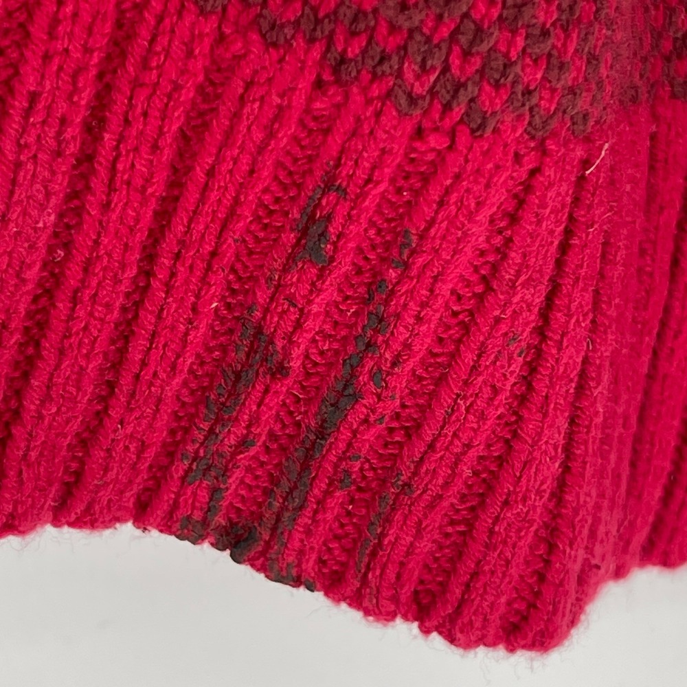 Tommy Jeans Vintage Women's Red Fair Isle Striped Knit Poncho One‎ Size - Picture 2 of 5